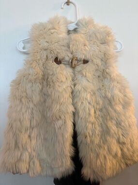 Zara BabyGirl Cream Faux Fur Hooded Vest